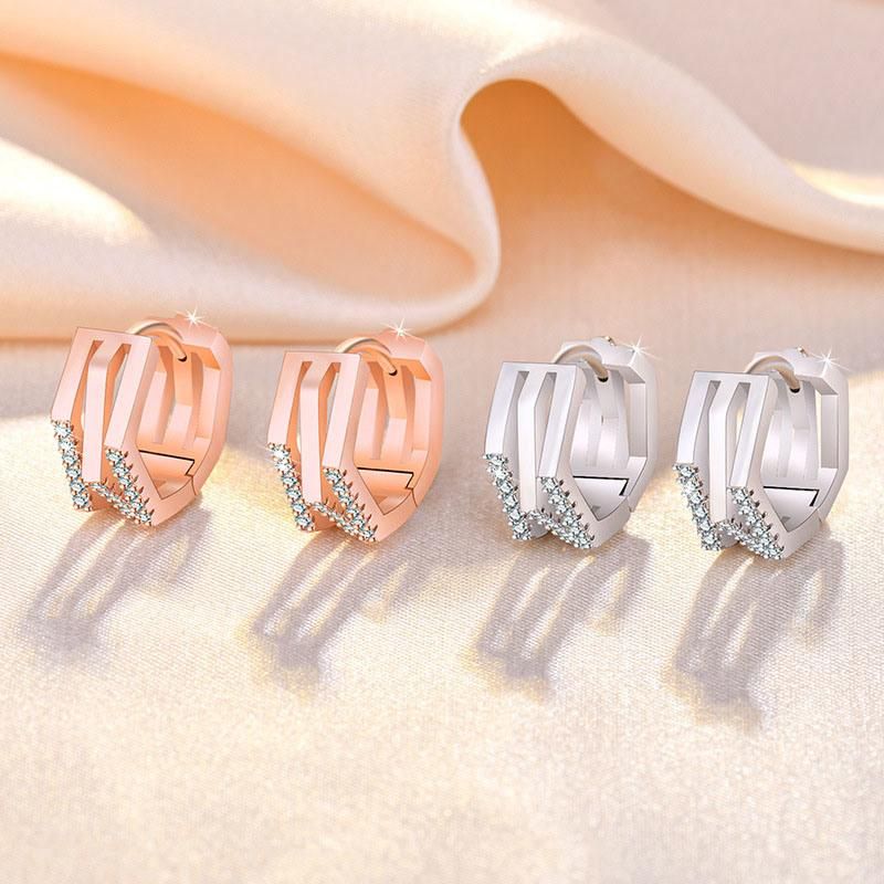 Geometrical Hollow out Earrings Advanced Sense Micro Inlaid Zircon Earring