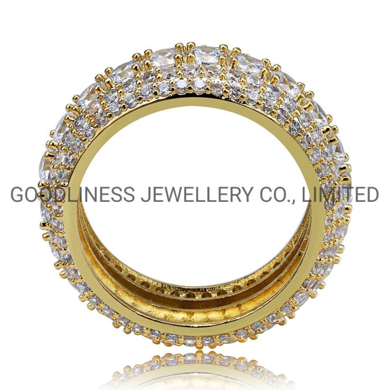 Vintage Simple Engagement Diamond Crystal Iced out Gold Mens Ring