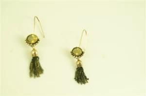 Alloy Hold Cup with Acrylic Stone and Chain Tassel Earring