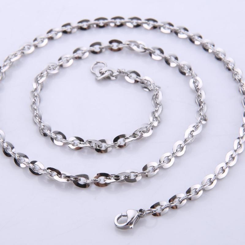 Hot Selling Jewelry Stainless Steel Necklace Flat Chain Cable Chain