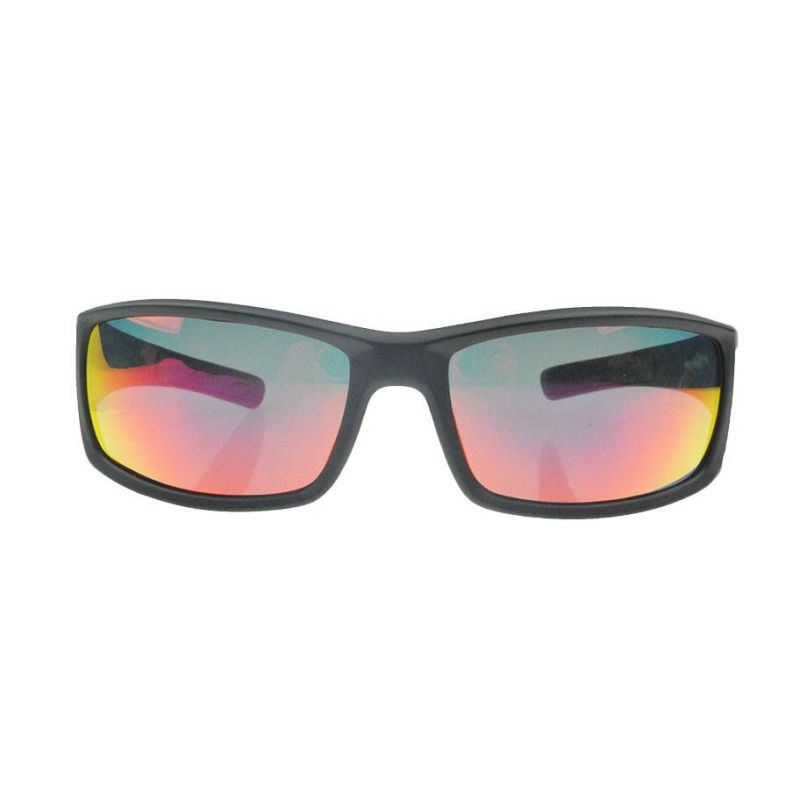 2017 Wrapped All Black Sports Sunglasses with Mirror Lens