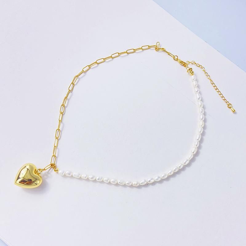 Baroque Freshwater Pearl Sweater Chain Love Necklace