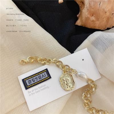 Fashion Vintage Pearl Rectangular Portrait Bracelet Jewelry