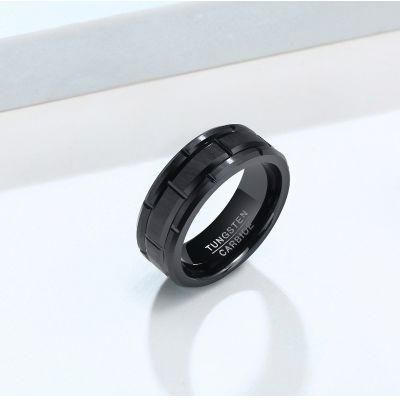 Jewelry Wholesale Tungsten Steel Tire Ring Black Men&prime; S Grooved Ring