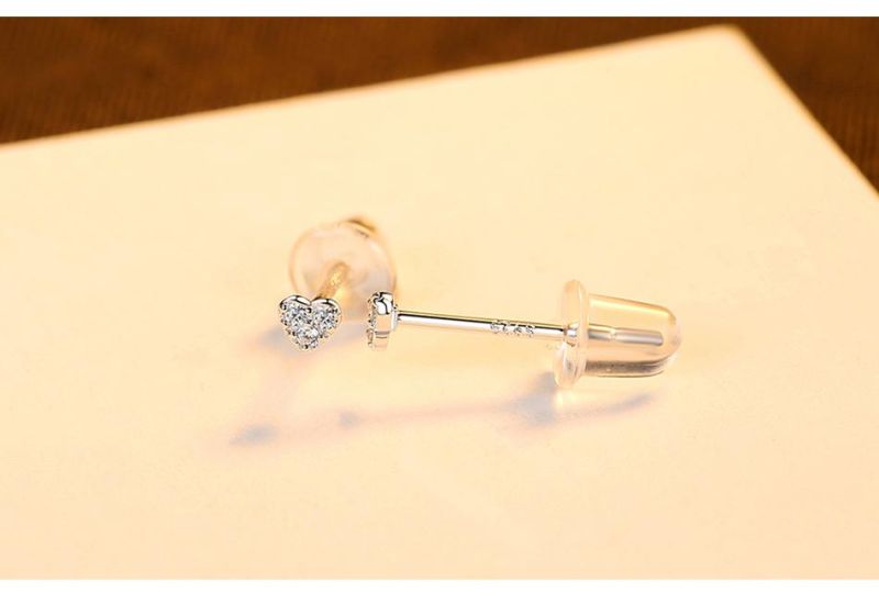 Cute Stub Earring for Women Heart Shaped Earrings with Crystals