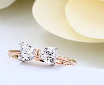 Wholesale High Quality Jewelry Bow Knot Lady Fashion Jewelry Gold Ring Designs CZ Charm Ring