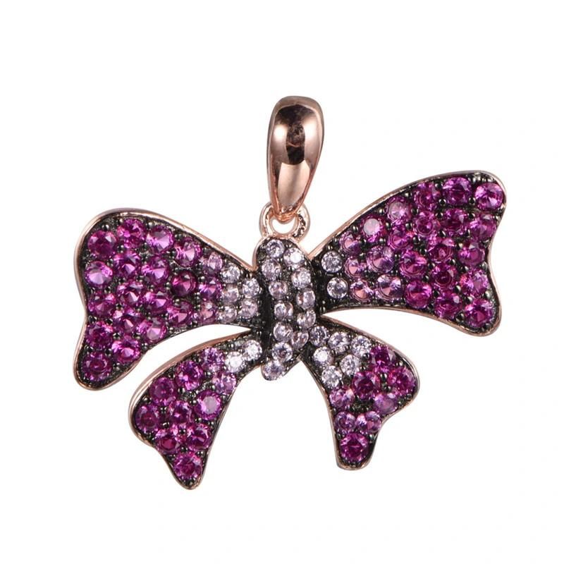 Pave Setting Cubic Zirconias Ribbon Shape Pendant