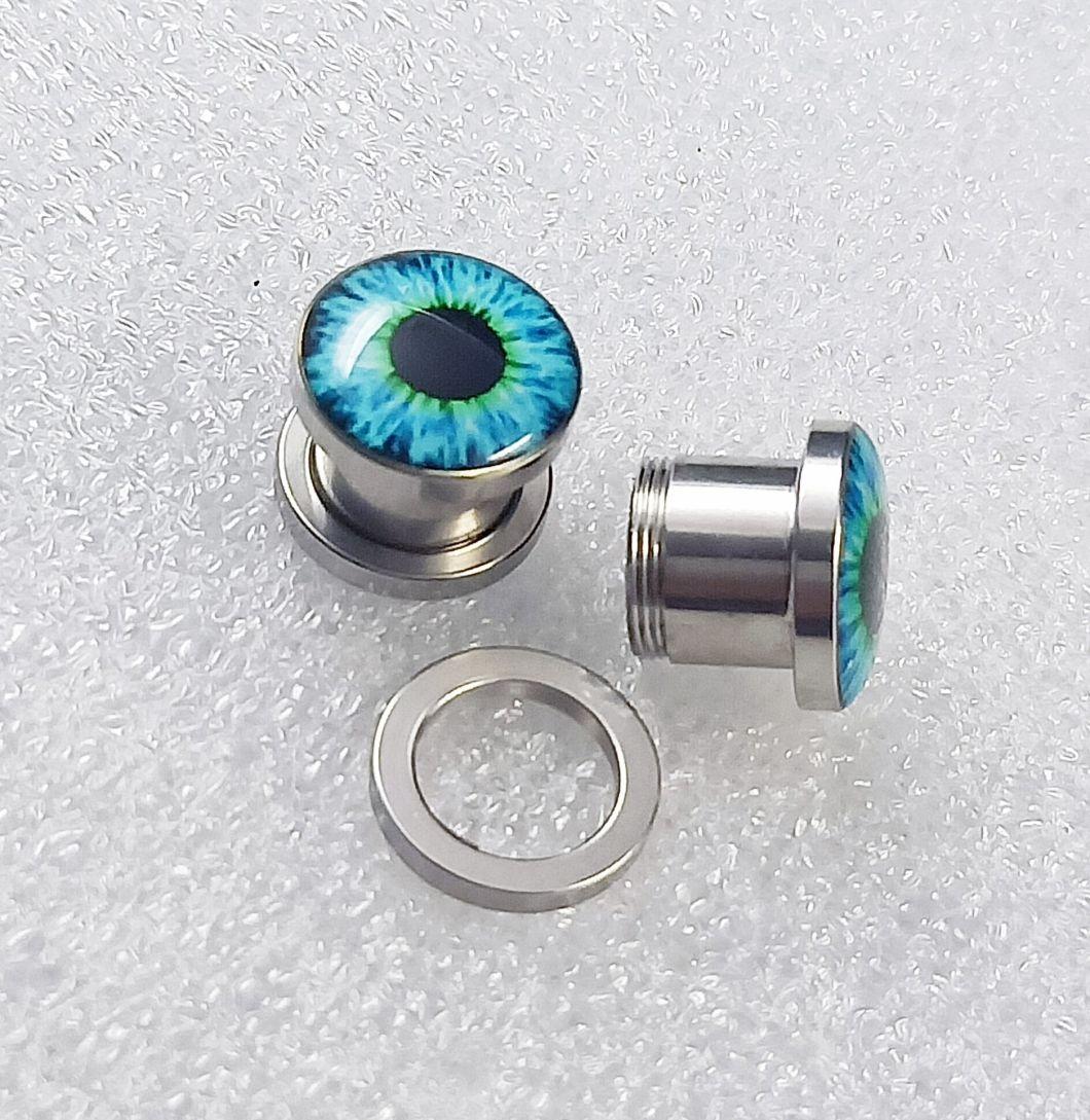 Stainless Steel Jewelry Black Eyeball Eyes Ear Expander Piercing Ear Plug Body Piercing Jewelry Spg2734