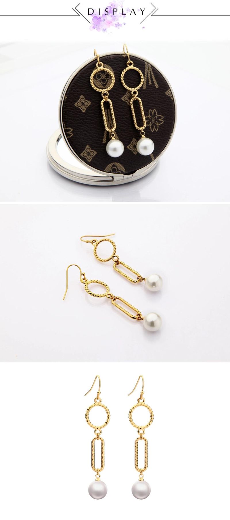 Fashion Jewellery Custom Paper Clip Designs Copper Earring with Pearl Eardrop
