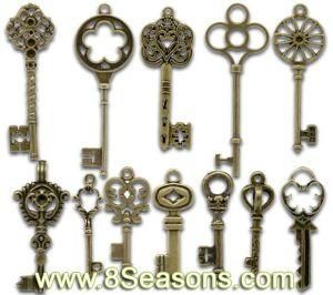 Mixed Antique Bronze Key Charms Pendants 33x13mm-69x20mm, About 24PCS Per Package (B13922)