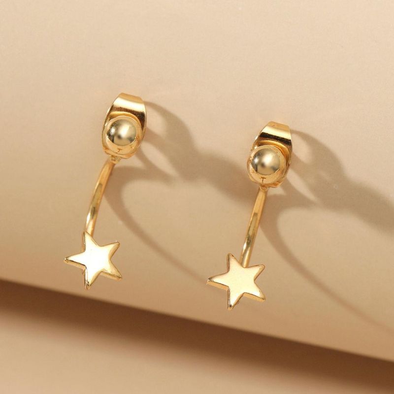 Fashion Simple Temperament Star Bent Hook Earrings Jewelry