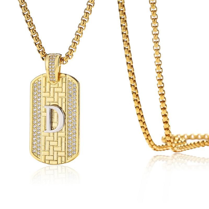 Hot Selling 26 English Letter Square Gold Plating Necklace