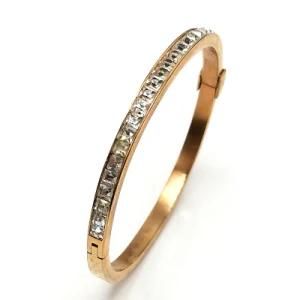 Women Costume Fashion Jewelry Gold Stainless Steel Diamond Bracelet