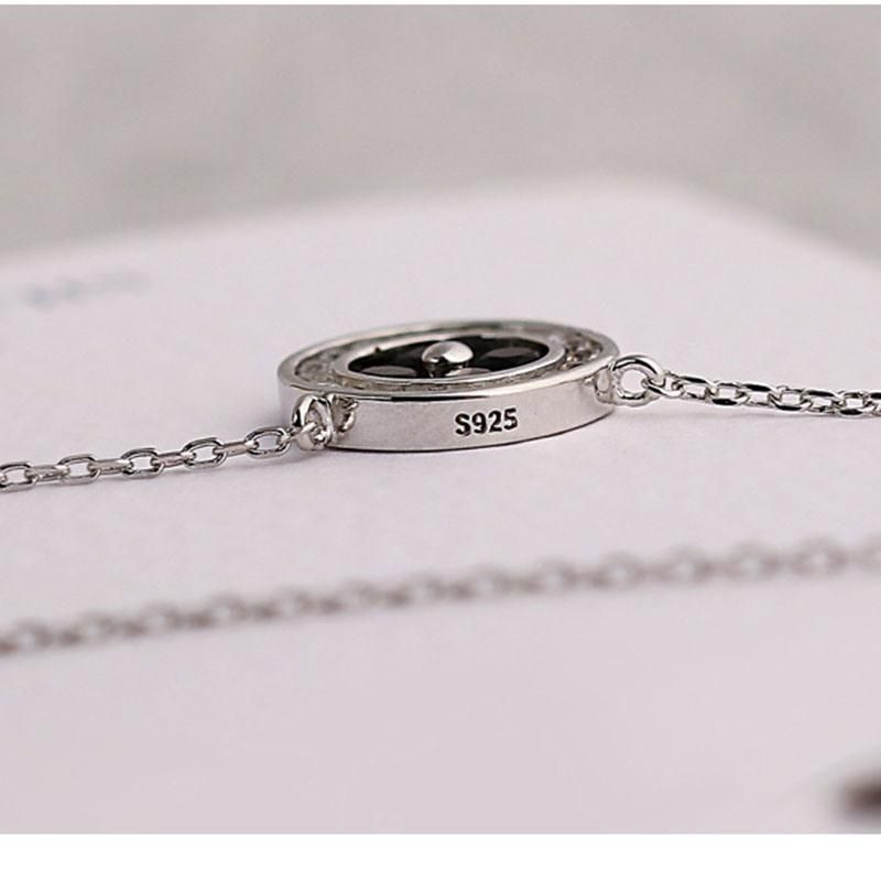 S925 Sterling Silver Necklace New Round Round Clover Pendant Necklace