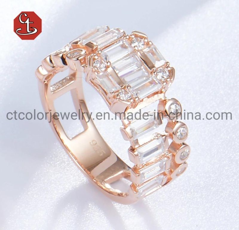 Fashion Jewerly Eternity Chic Silver Rings Cubic Zircon Silver or Brass Rings Dubai Bridal Statement Finger Ring