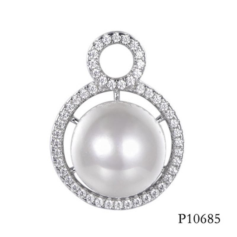 White Shell Pearl Over The Big Round Silver Pendant