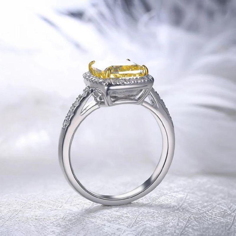 Fashion Jewelry 3.0CT Cushion Simulated Color Diamond Couple Wedding Engagement Rings Jewelry Women in 925 Sterling Silver
