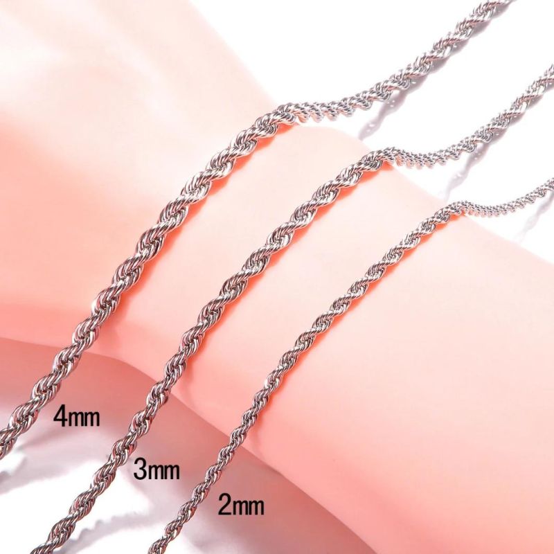 Stainless Steel Chain Twist Rope Chain Necklace