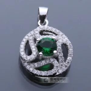 Fashion Round Shaped 925 Sterling Silver Pendant with Emerald CZ AAA Quality Stone (BAAP5304)