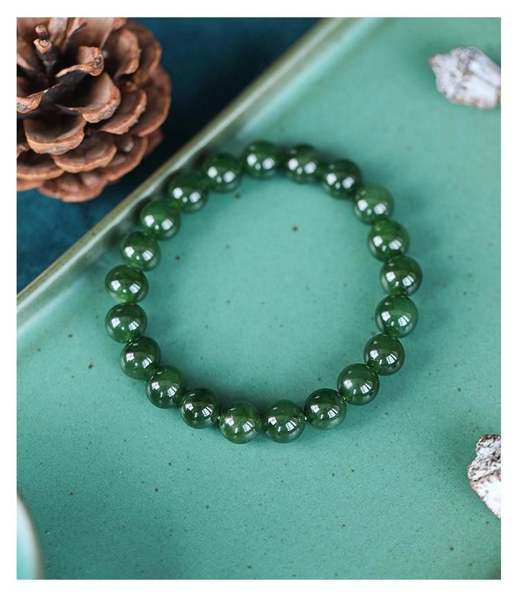 Fashion Jewelry Hetian Jasper Bracelet Spinach Green Natural Jade String