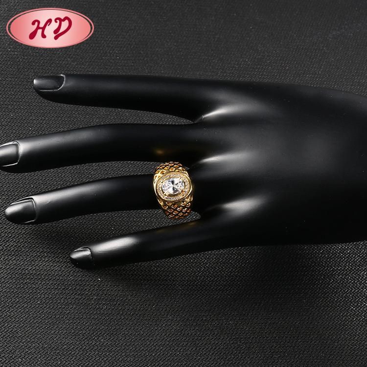 Fashion 18K Gold Plated Silver Stainless Steel Wedding Engagement Man Finger Rings Jewelry Design