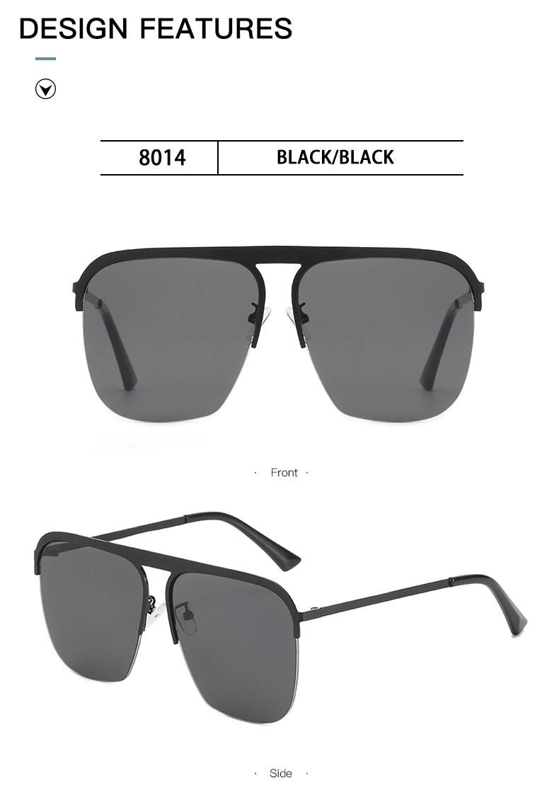 Sunglasses Women′s Metal Half-Frame Hanging Silk Sunglasses Men′s Gradient Color Sunglasses