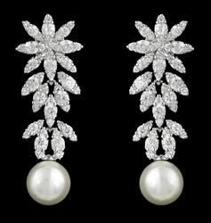 Wedding Pearl CZ Earring Jewelry, Bridal Pearl CZ Earring Jewelry, Factory Direct Wholesale