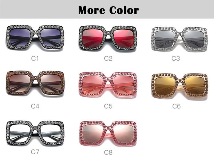 UV400 Square Diamond Oversize Women Stock PC Sunglasses