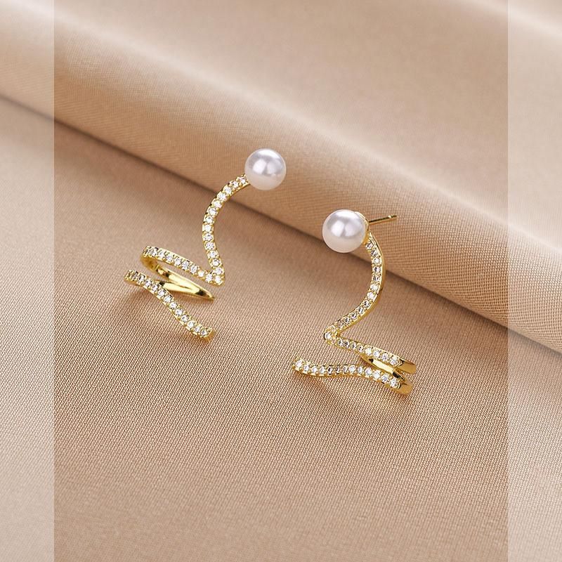 Fashion Rhinestone Pearl Ear Bone Clip Earrings Jewelry