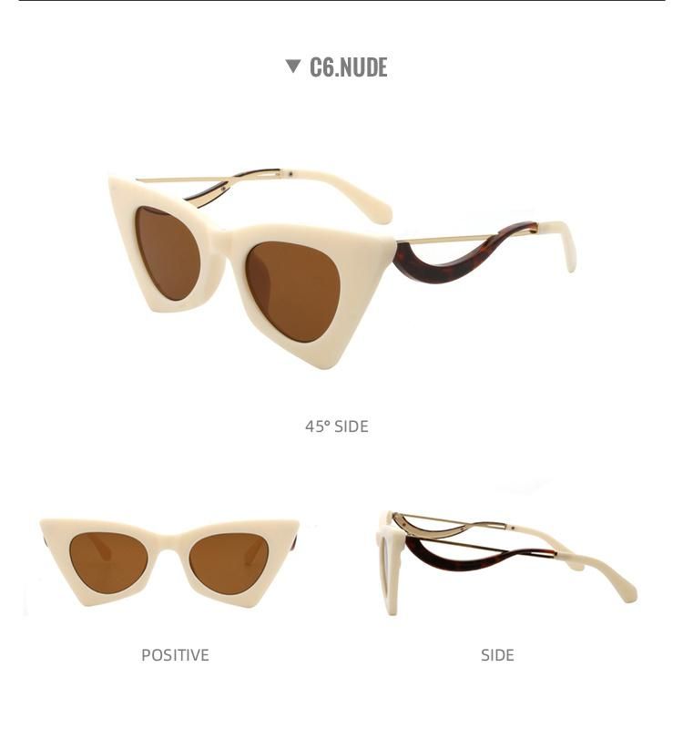 2022 Newest Vintage Luxury Triangle Design Sunglasses Women Cat Eye