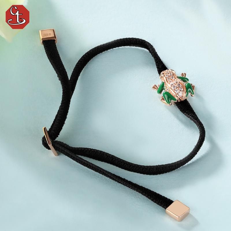 Wholesale Fashion Jewelry Adjustable Rope 925 Silver Ladybird beetle Shape Bangle Bracelet