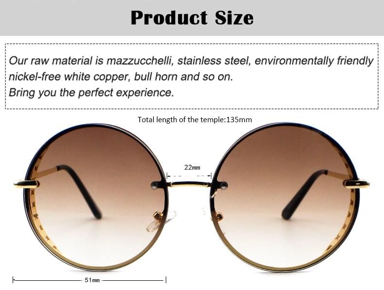 Round Diamond-Encrusted Luxury Wholesale Women Sunglasses