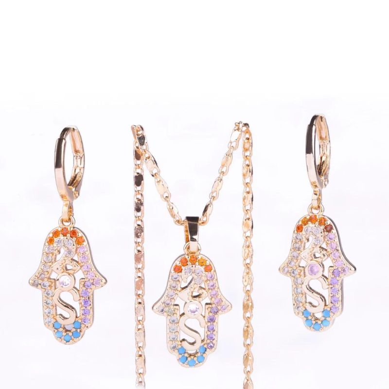 Fashion Jewellry 18K 14K Copper Alloy Gold Plated Lady Jewelry Sets with CZ