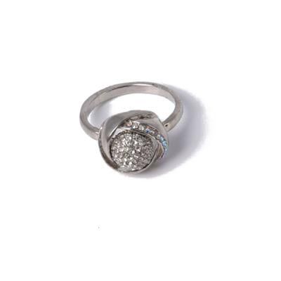 Custom Fashion Jewellery Spherical Silver Ring with Rhinestone