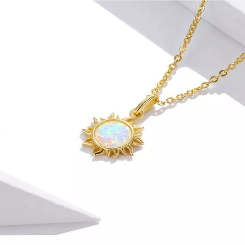 Oval Cut Opal Wholesale High Quality 925 Sterling Silver Jewelry Rose Gold Plated Opal Pendant Necklace for Women