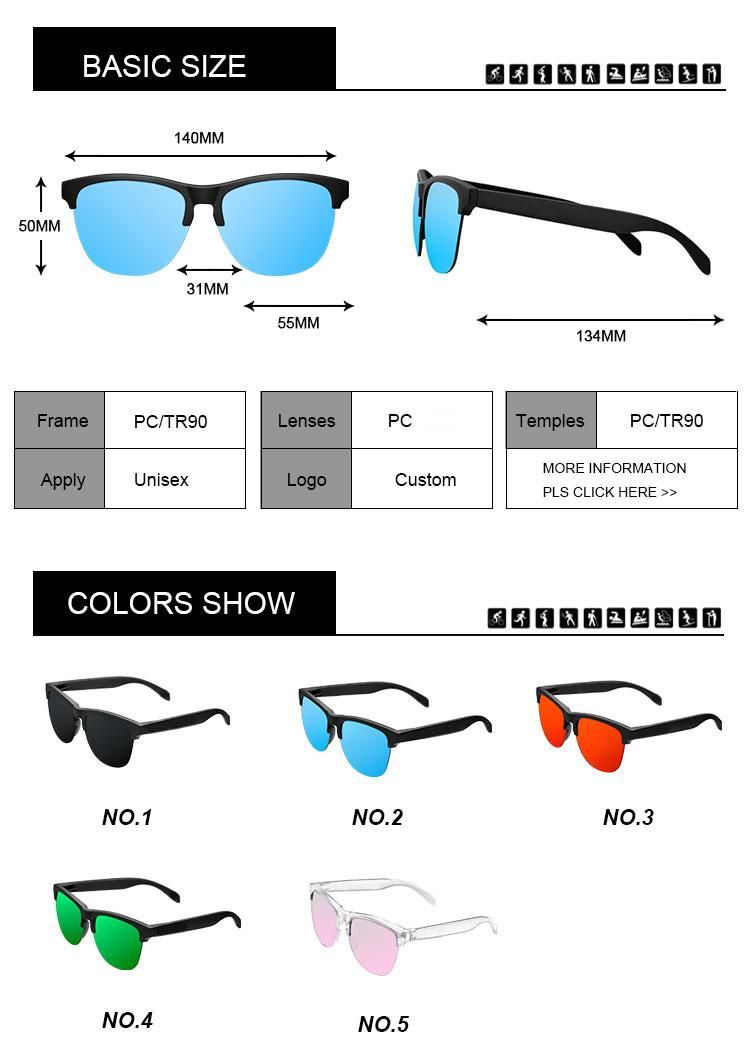 Usom Custom Logo Women Men Sun Glasses Half-Frame PC Polarized UV400 Sunglasses with OEM