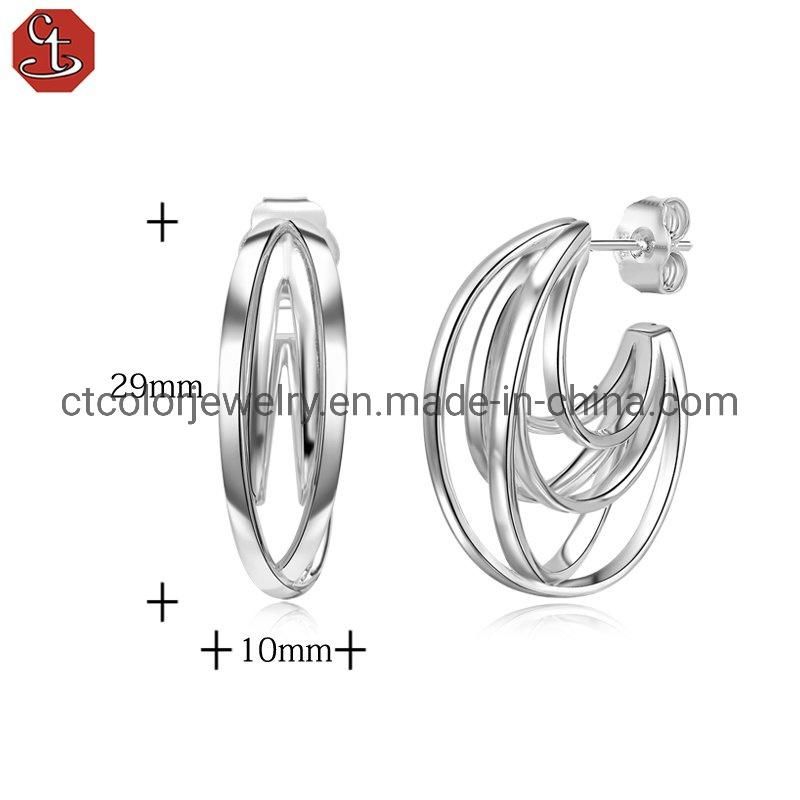 Plain Silver Fashion Earrings Factory Custom Jewelry Wholesale Fashion Jewellery for Women