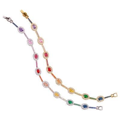 Fashion Geometry Colorful Zircon Crystal Bracelet Jewelry