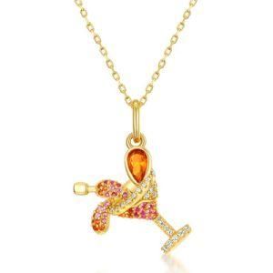 Summer Vermeil Jewelry Tarnish Free Cocktail Pendant Necklace 14K Gold Plated S925 Silver Party Necklace for Hot Girl
