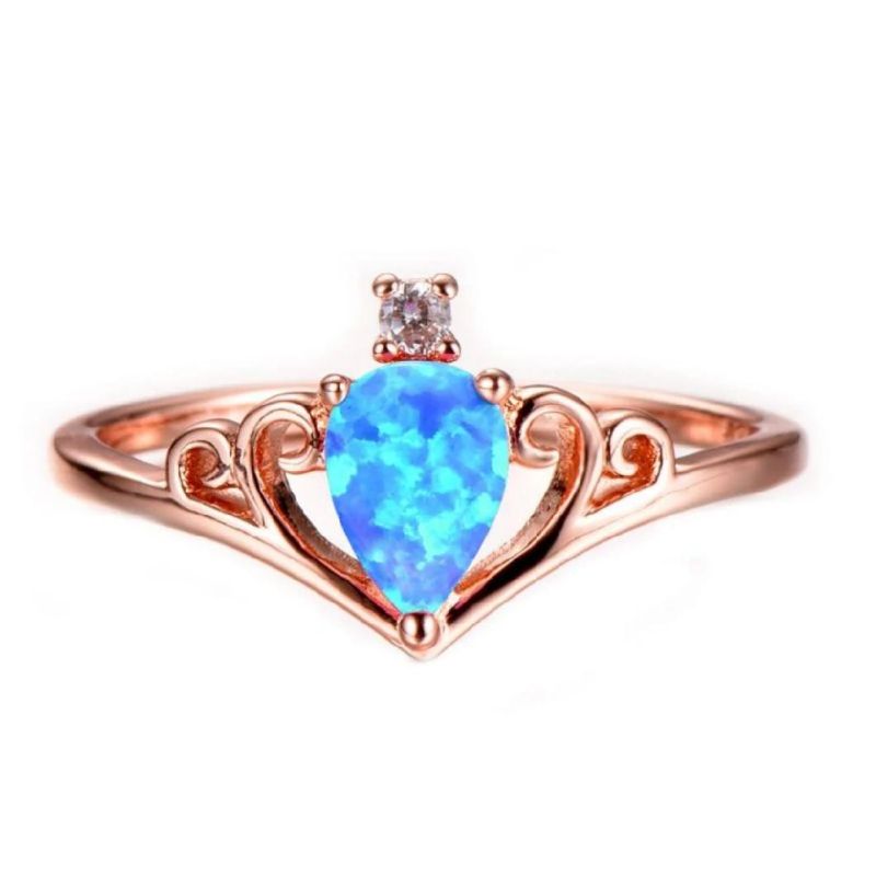 Wholesale Elegant Charming Opal Ring for Women Tarnish Resistant High Polish Minimalist Heart Silver Ring