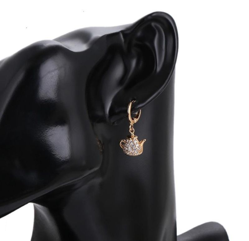 2022 Unique Design Fashion Design 18K Gold Plated Earrings with Teapot Shaped Pendant