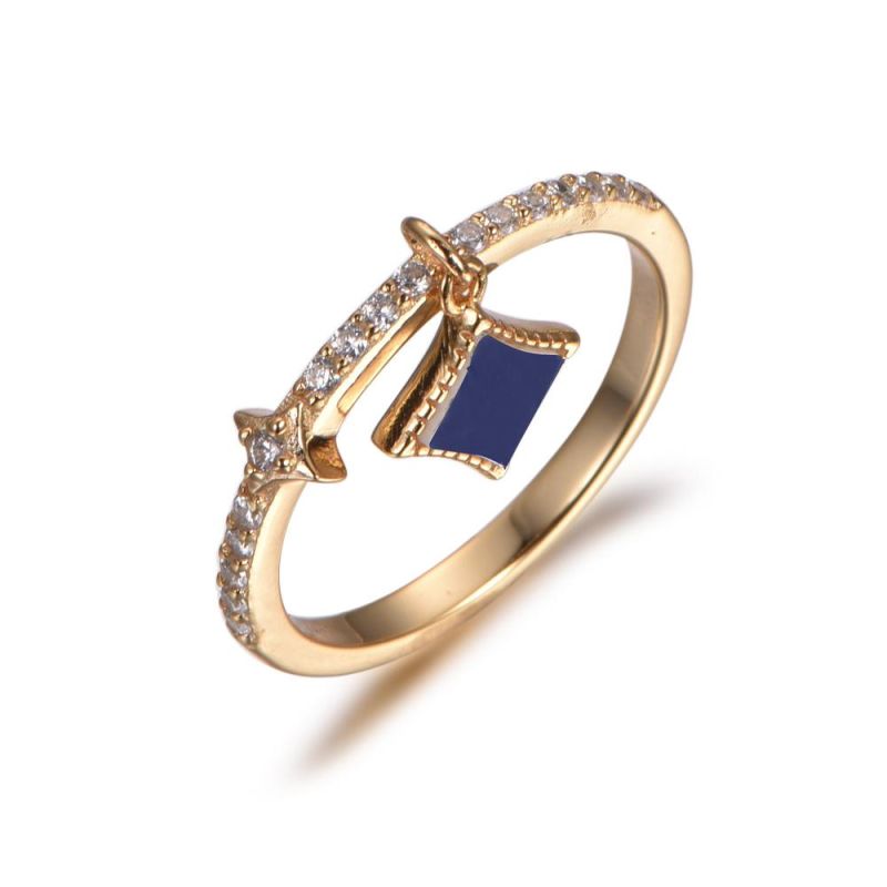 Fashion 925 Sterling Silver with CZ and Rhombus Charm Ring jewellery