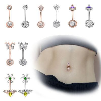 Belly Button Rings Belly Piercing Cubic Zirconia Sugical Steel Belly Rings for Women