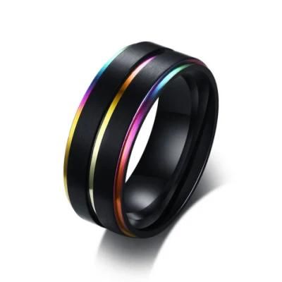 Rainbow Jewelry European and American Style Men&prime;s Stainless Steel Ring