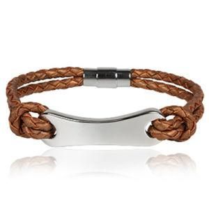 Fashion Men&prime;s Jewelry Stainless Steel Leather Bracelet (BC8848)