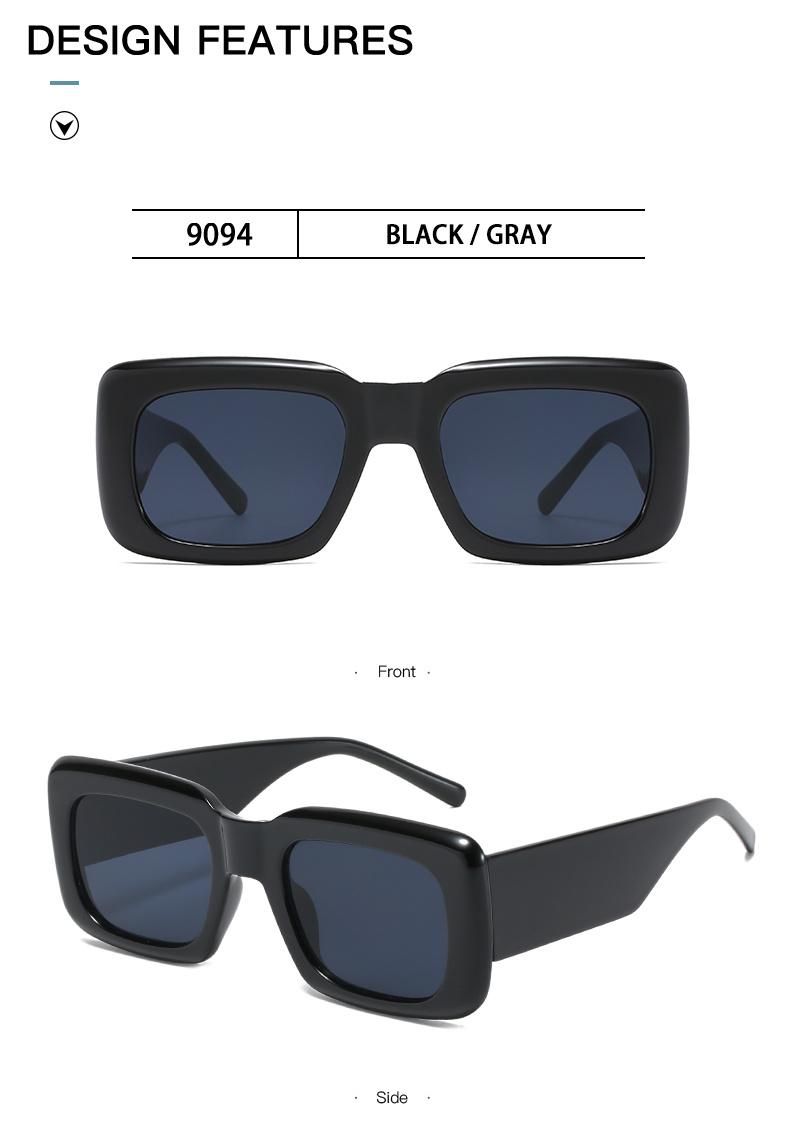 Hot Selling Sunglasses European and American Trend Square Sunglasses Women Retro Bright Black Simple Sunglasses