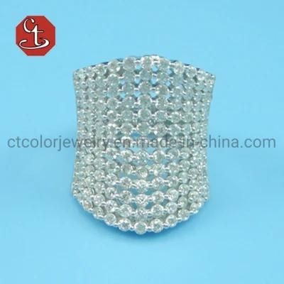 White CZ Pave Wider Parallel Classic Hot Sale Rings Rhodium Plated Cubic Zirconia Silver or Brass Ring for Women