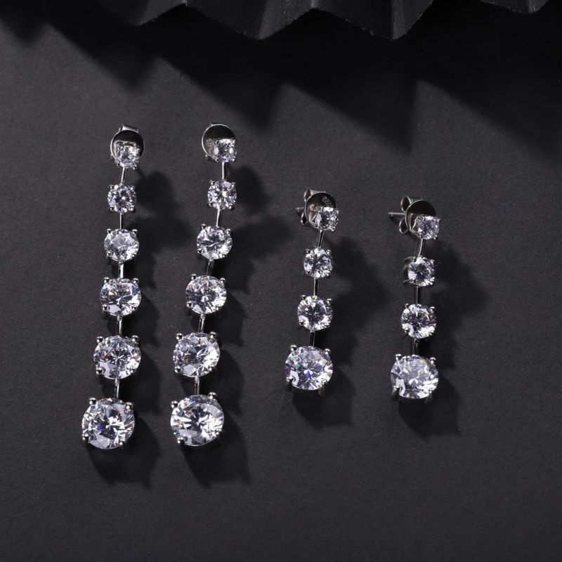 Fashion Jewelry 925 Sterling Silver Diamond Earrings Jewelry