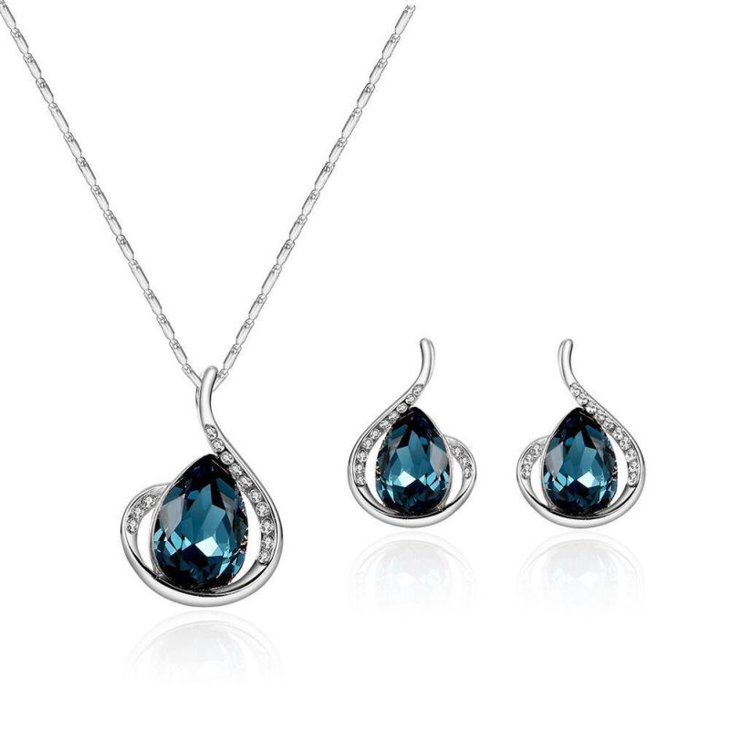 2022 Cross-Border Amazon Hot Selling Gourd Necklace and Earrings Fully-Jeweled Crystal Necklace Earrings