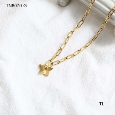 Manufacturer Custom High Quality Fashion Jewelry Waterproof Never Fade 14K Gold Chain 18K Gold Necklace Star Pendant Necklace Cheap